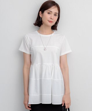 組曲 【WEB限定】プレーティング天竺ビスチェ風ティアード Tシャツ