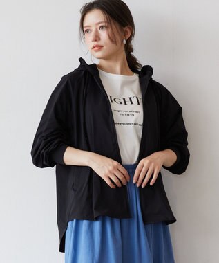 Feroux 【接触冷感・UVカット・吸水速乾】ラッシュガードフリル パーカー ブラック系