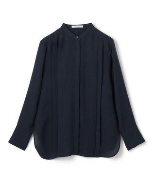 BEIGE， 【洗える】STOW / フロントタックブラウス Navy