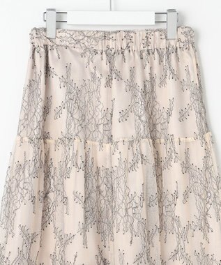 Feroux ニット×ティアードレース スカート グレー系