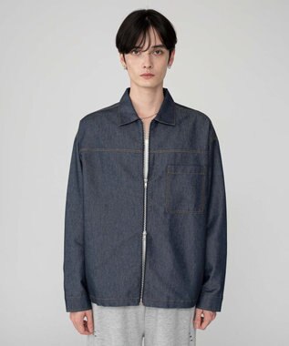 WEGO 【ユニセックス着用ITEM/MLサイズ展開】カラーステッチシャツジャケット ブルーその他