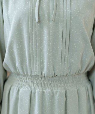 Tiaclasse 【洗える】細リボンギャザーワンピース ミントドット