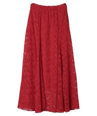 Green Parks シアージャガード花柄ボリュームスカート Red