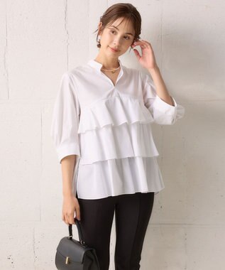 組曲 コンパクトシャーティングティアード ブラウス アイボリー系