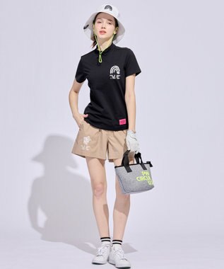 PW CIRCULUS 【WOMEN】メッシュコンビ モックネックT ゴルフウェア レディース ブラック系
