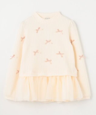 ANY KIDS ふくれジャガードリボンチュニック エクリュ