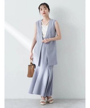 earth music&ecology リネンライクマーメイドスカート Grayish Blue