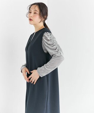 #Newans 【洗濯機可】キーネックジャンパースカート ネイビー