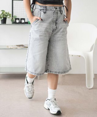 WEGO ロゴスタッズハーフパンツ グレー