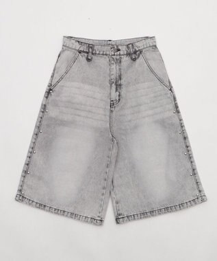 WEGO ロゴスタッズハーフパンツ グレー