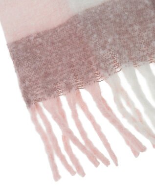 earth music&ecology ブロックチェックマフラー Pink