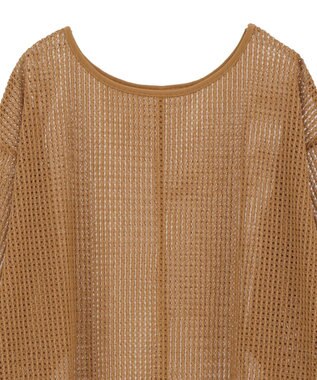 Green Parks メッシュ長袖ゆるカットプルオーバー Mustard