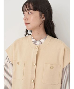 earth music&ecology 金ボタンニットベスト Beige