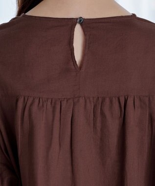 Tiaclasse 【洗える】コットンエンブロイダリーブラウス ブラウン