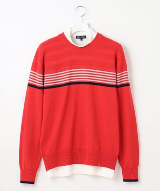 23区GOLF 嬉しいインナー付き【ニット＋吸湿発熱インナー】ニット ツインセット オレンジ系