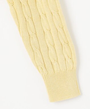 J.PRESS LADIES L 【洗える】GIZA MERCERIZE COTTON ケーブル ニット イエロー系