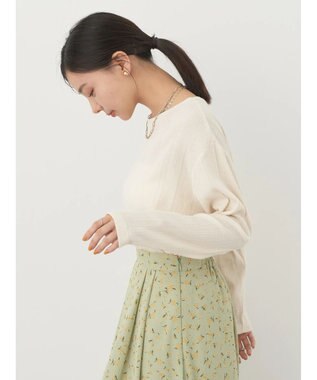 earth music&ecology コットンシアークルーネックプルオーバー Ivory