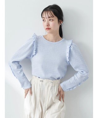 earth music&ecology シャーリングカットプルオーバー Blue