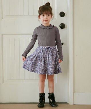 ANY KIDS テレコハイネック長袖Tシャツ チャコール