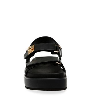STEVE MADDEN BIGMONA ダブルベルトレザーサンダル ブラックレザー