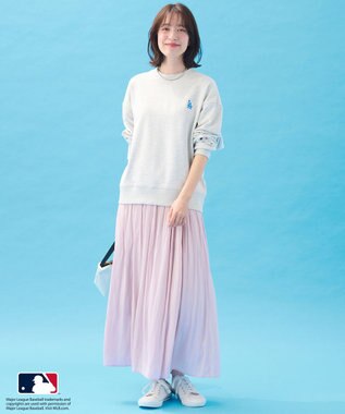 ANY 【洗濯機可/UVケア】MLB/メジャーリーグベースボール クルーネックスウェット ライトグレー