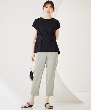 ANY SIS L 【UVケア・接触冷感】汗ジミ防止加工ペプラム カットソー ブラック