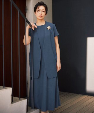 自由区 【カタログ掲載・接触冷感・UVカット・洗える】リネンミックスツィル ジレ インク