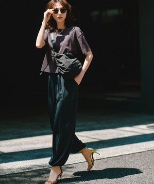 23区 【GLOW8月号掲載/洗える】スムースサテン パラシュートパンツ ブラック系