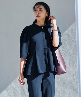 UNFILO 【VERY×UNFILOコラボ】BEAUTY MOVE ペプラムブラウス ネイビー