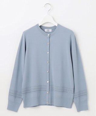 J.PRESS LADIES L 【洗える】レーヨンエリートストレッチ 編み柄 カーディガン ダルブルー系