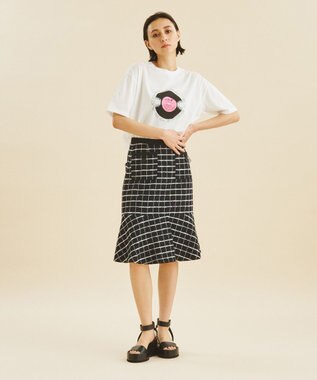 GRACE CONTINENTAL レコードプリントTシャツ ピンク