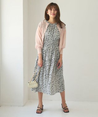 Feroux 【洗える】シアーカラー カーディガン ピンク系