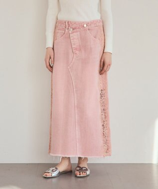 GRACE CONTINENTAL サイドレースデニムスカート