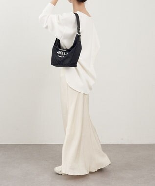 russet ステンシル風プリント ナイロン2WAYミニショルダーバッグ(SF-270) Black/Navy