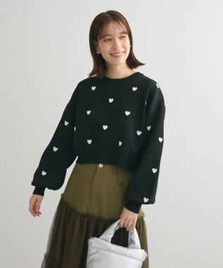 Green Parks ・ｓｗｉｎｇ　ｂｙ　ハート刺繍ニット Black