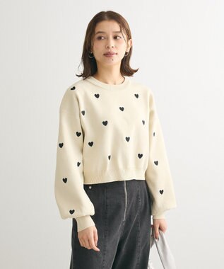 Green Parks ・ｓｗｉｎｇ　ｂｙ　ハート刺繍ニット Black