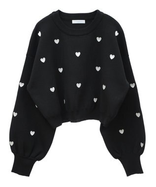 Green Parks ・ｓｗｉｎｇ　ｂｙ　ハート刺繍ニット Black