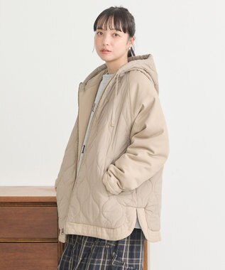 earth music&ecology ラグラン切替キルティングブルゾン Gray Beige