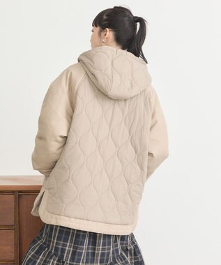 earth music&ecology ラグラン切替キルティングブルゾン Gray Beige