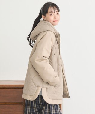 earth music&ecology ラグラン切替キルティングブルゾン Gray Beige