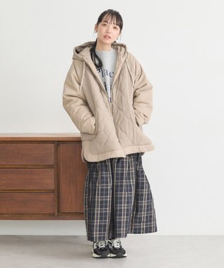 earth music&ecology ラグラン切替キルティングブルゾン Gray Beige