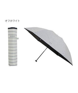MOONBAT 【大きめ】マッキントッシュ フィロソフィー 晴雨兼用日傘 折りたたみ傘 ボーダー／遮光 遮熱 UV オフホワイト