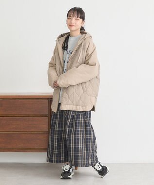 earth music&ecology ラグラン切替キルティングブルゾン Gray Beige