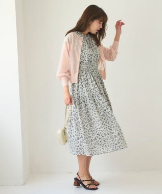 Feroux 【洗える】シアーカラー カーディガン ピンク系