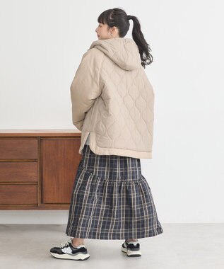 earth music&ecology ラグラン切替キルティングブルゾン Gray Beige