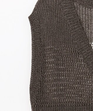 GRACE CONTINENTAL ラメメッシュニットトップ ゴールド