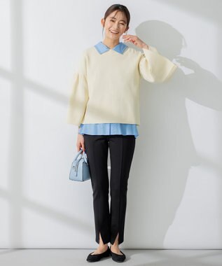 組曲 AMOSSAベルスリーブ ニット ベージュ系