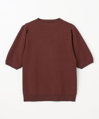 ANY 【マシンウォッシュ】モックネックパフスリーブニット ボルドー