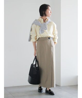 Te chichi サイドベルトチノタイトスカート ベージュ