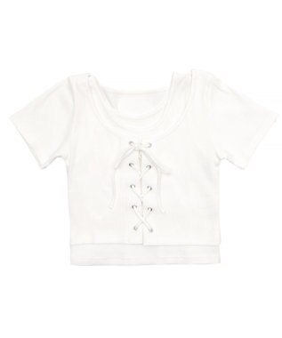 WEGO ヴィンテージライクレースアップT ホワイト